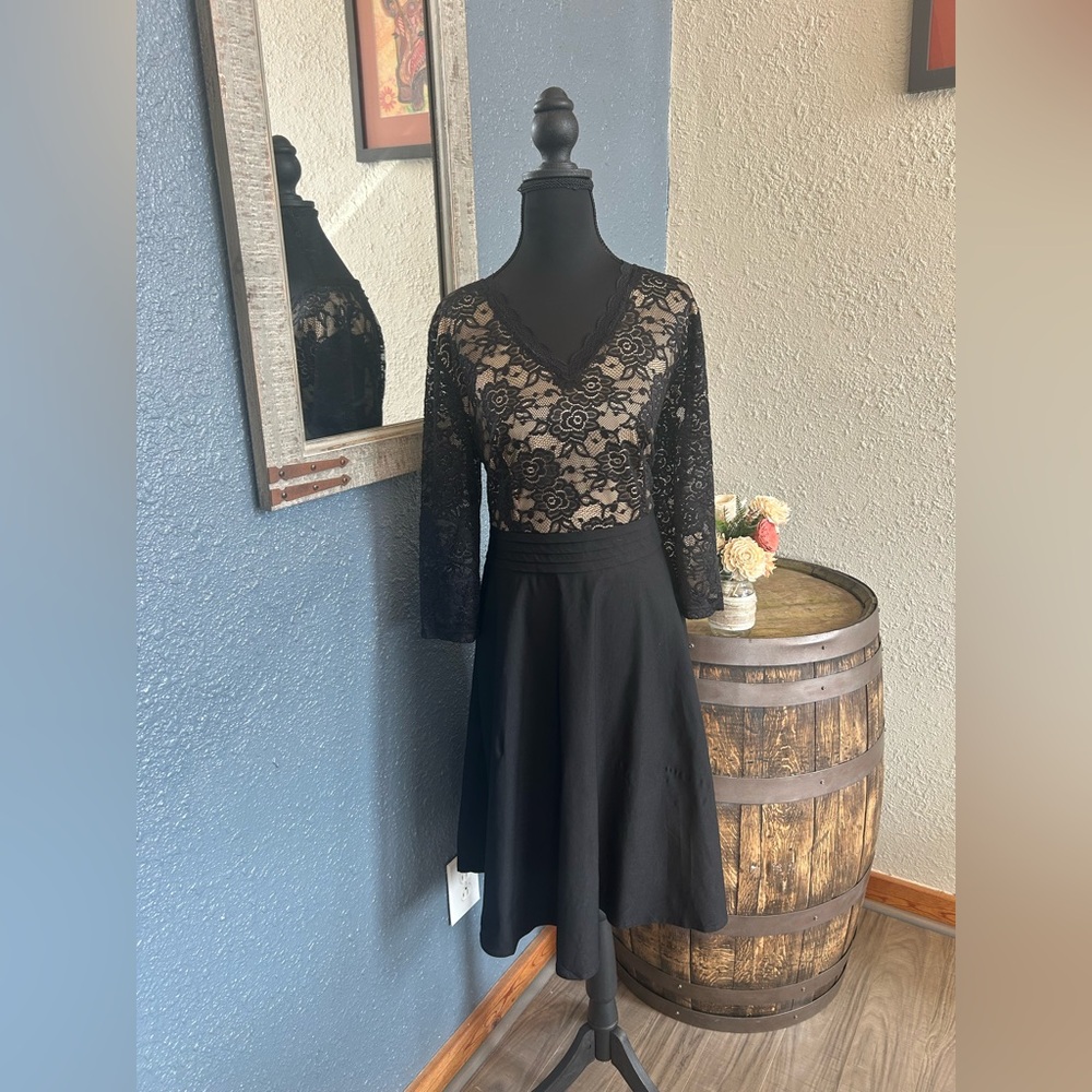Elegant Black Lace Long Sleeve Dress